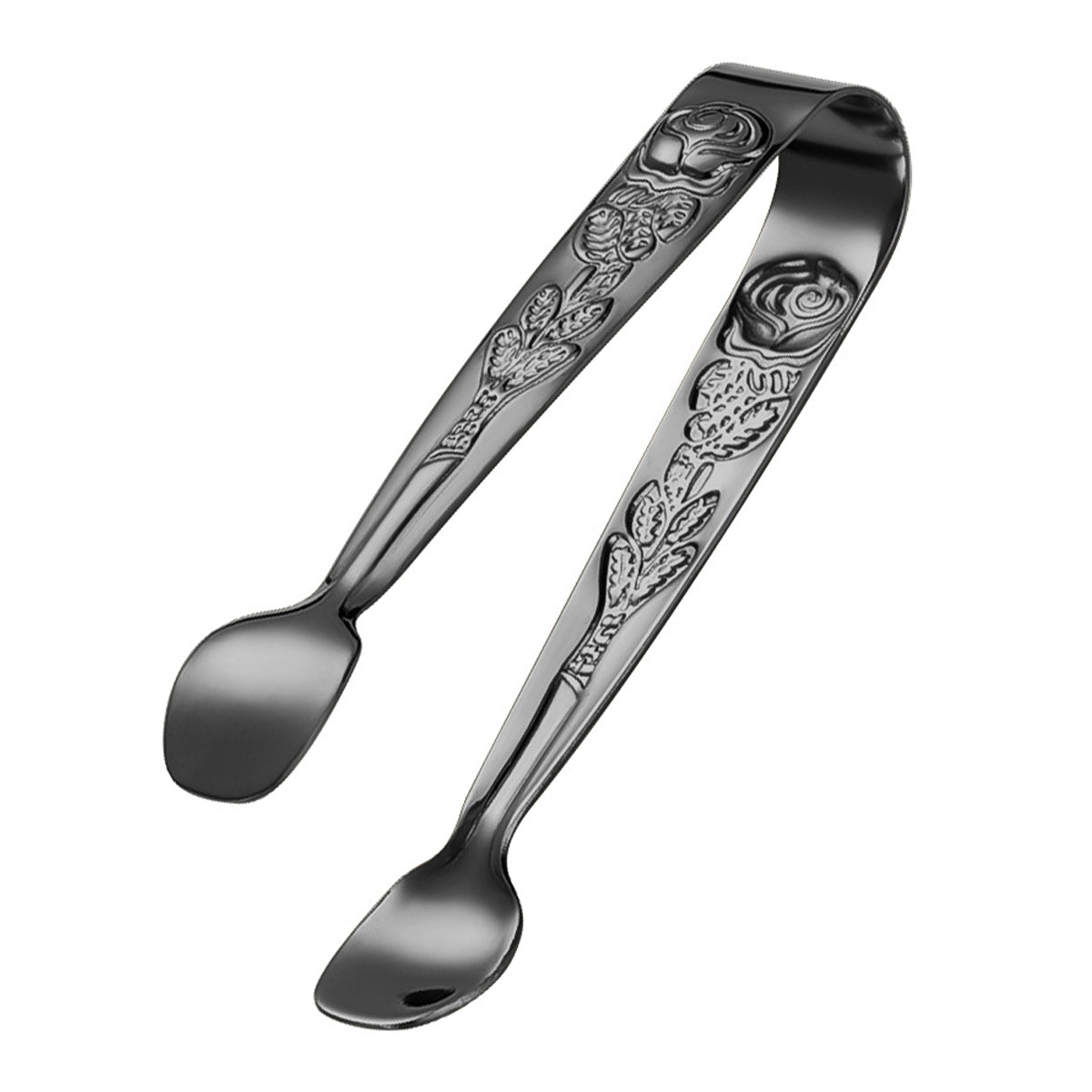 Retro Rose Pattern Ice Cube Clip 304 Stainless Steel Mini Food Tongs (BPA Free, No FDA) - Black Retro Rose Pattern Ice Cube Clip 304 Stainless Steel Mini Food Tongs (BPA Free, No FDA) - Black